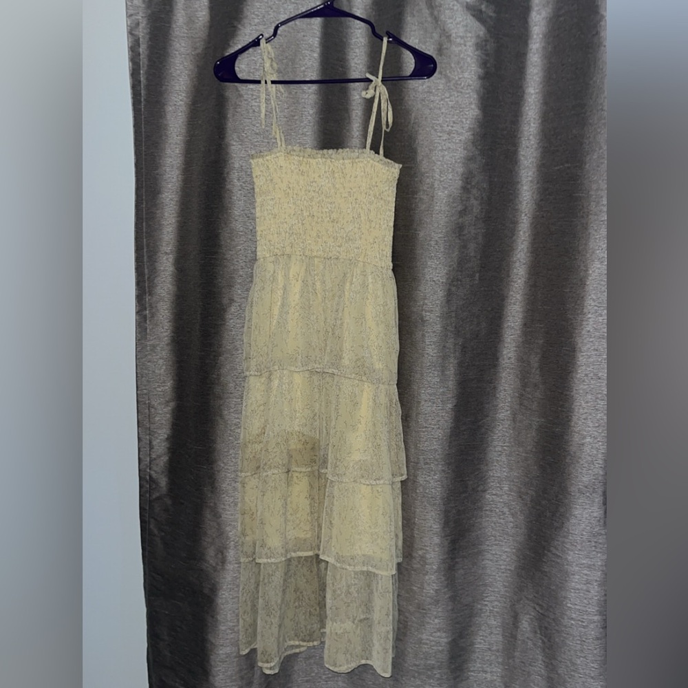 Francesca's Collections Cream Tiered Maxi Dress